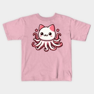 cute pink octopuss cat Kids T-Shirt